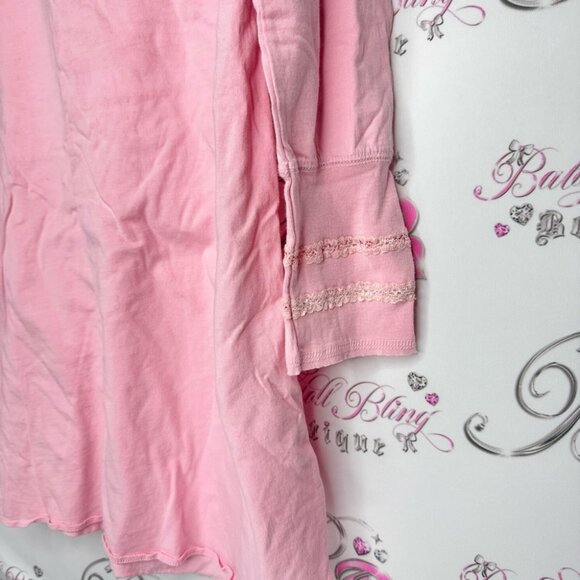 PJ Salvage Pink Long Sleeve dress nighty gown sleep pajamas pjs lace detail - Picture 2 of 6